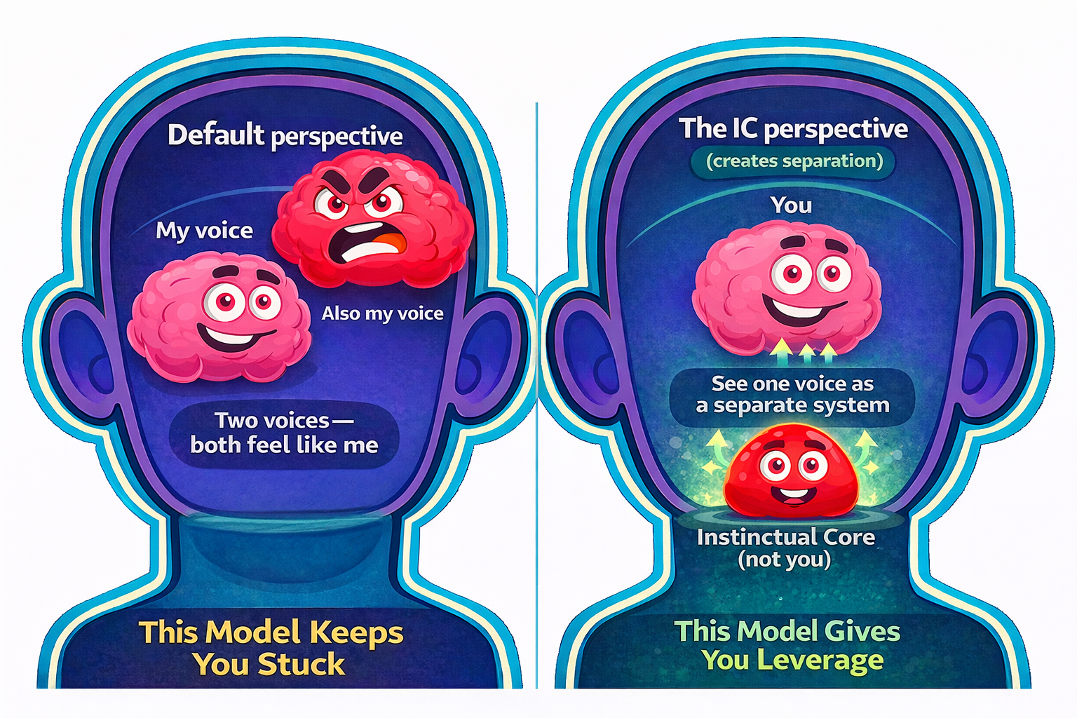 Default Perspective vs IC Perspective — two models of the mind
